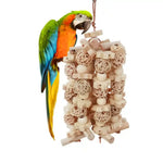 Parrot Toy for Chewing Features Natural Corn Cob and Loofah Slices - GreenFur