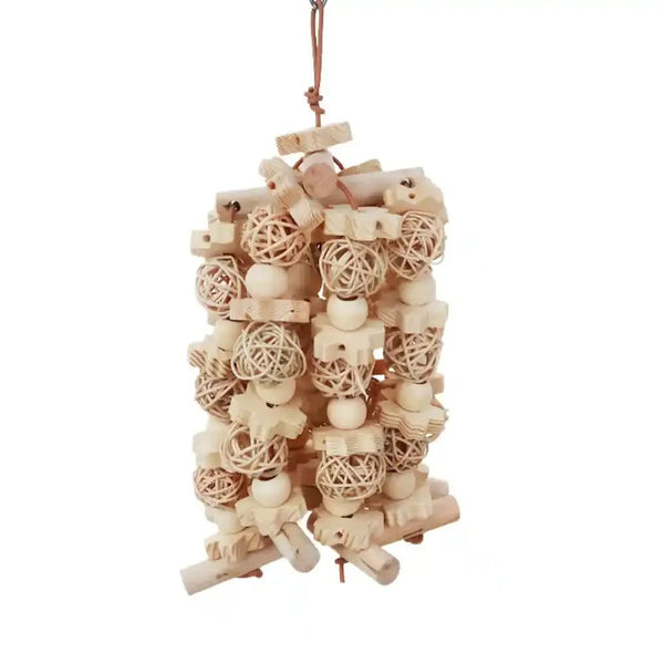 Parrot Toy for Chewing Features Natural Corn Cob and Loofah Slices - GreenFur