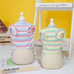 Pastel Stripe Dog Dress with Ruffle and Daisy Embellishment - GreenFur