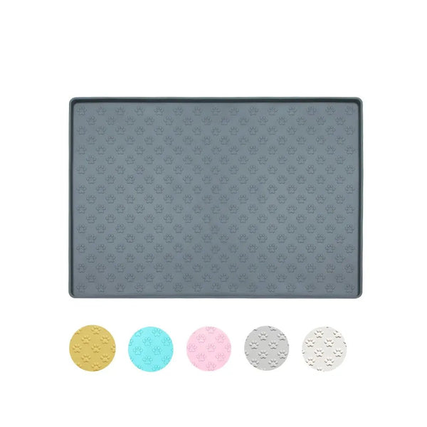 Paw Pattern Silicone Pet Food Mat Waterproof Anti - Slip Dog Placemat Bowl Mats - GreenFur
