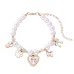 Pearl Pet Collar with Cute Pink Charms - GreenFur