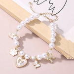 Pearl Pet Collar with Cute Pink Charms - GreenFur