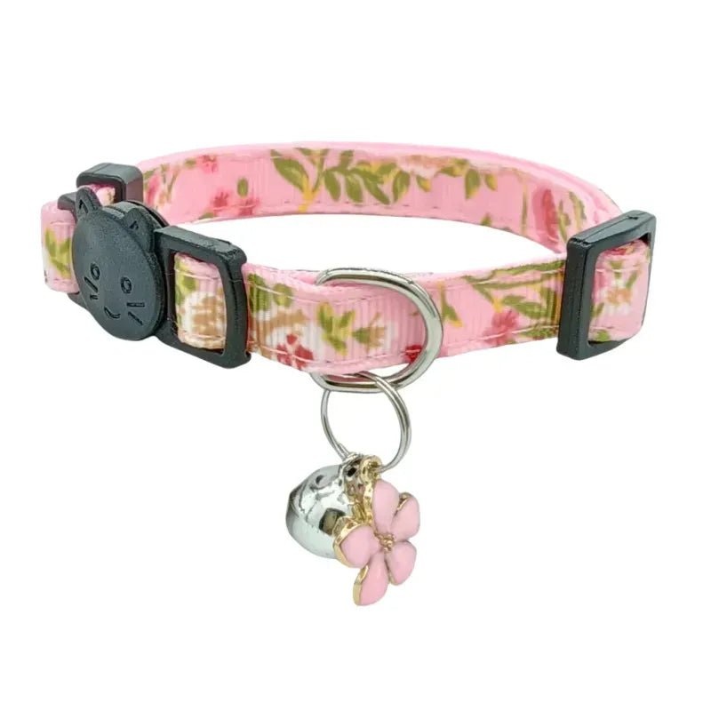 Pet Accessories Floral Pattern Bells Cute Kitty Cat Collar - GreenFur