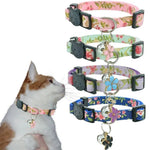 Pet Accessories Floral Pattern Bells Cute Kitty Cat Collar - GreenFur