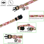 Pet Accessories Floral Pattern Bells Cute Kitty Cat Collar - GreenFur