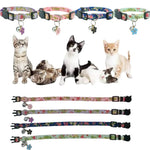 Pet Accessories Floral Pattern Bells Cute Kitty Cat Collar - GreenFur
