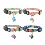 Pet Accessories Floral Pattern Bells Cute Kitty Cat Collar - GreenFur