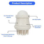 Pet Bath Brush with Soap Dispenser Eco Wheat Straw Grooming Tool - GreenFur