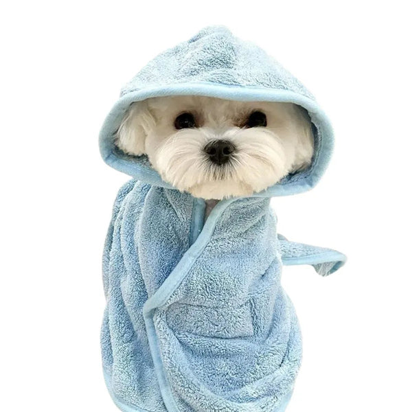 Pet Bathrobe Dog Hooded Wearable Quick Dry Bath Towel - GreenFur