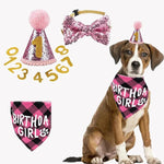 Pet Birthday Party Set with Dog Bandana Hat and Bowtie - GreenFur