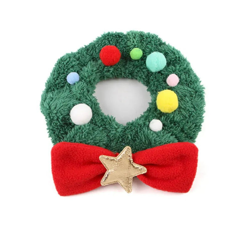 Pet Christmas Scarf Decorative Plush Bow Tie Dog Collar - GreenFur