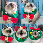 Pet Christmas Scarf Decorative Plush Bow Tie Dog Collar - GreenFur