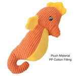 Pet Cute Chew Seahorse Shape Plush Dog Squeaky Toys - GreenFur