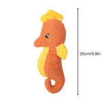 Pet Cute Chew Seahorse Shape Plush Dog Squeaky Toys - GreenFur