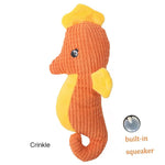 Pet Cute Chew Seahorse Shape Plush Dog Squeaky Toys - GreenFur