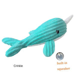 Pet Cute Chew Squeaky Narwhal Shape Plush Dog Toys - GreenFur