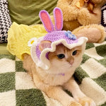 Pet Cute Headpiece Knitted Cosplay Hat for Cats - GreenFur