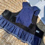 Pet Denim Dress with Bow and D - ring for Dogs and Cats - GreenFur