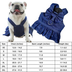 Pet Denim Dress with Bow and D - ring for Dogs and Cats - GreenFur