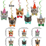 Pet Funny Party Decor Cat Faces Birthday Banner - GreenFur