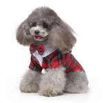Pet Gentleman Red Checkered Bowtie Shirt for Dogs - GreenFur