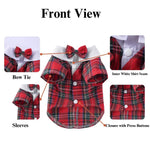 Pet Gentleman Red Checkered Bowtie Shirt for Dogs - GreenFur