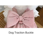 Pet Girl Costume Dog Striped Dress with Traction Buckle - GreenFur