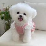 Pet Girl Costume Dog Striped Dress with Traction Buckle - GreenFur