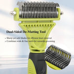 Pet Grooming Comb Set Dual Purpose Detangling and Shedding Tools - GreenFur