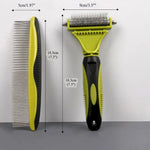 Pet Grooming Comb Set Dual Purpose Detangling and Shedding Tools - GreenFur