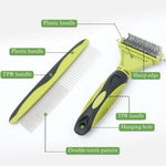 Pet Grooming Comb Set Dual Purpose Detangling and Shedding Tools - GreenFur