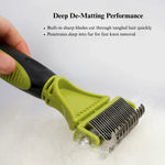 Pet Grooming Comb Set Dual Purpose Detangling and Shedding Tools - GreenFur