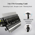 Pet Grooming Comb Three in One Detangling and Dematting Tool - GreenFur