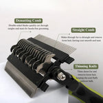 Pet Grooming Comb Three in One Detangling and Dematting Tool - GreenFur