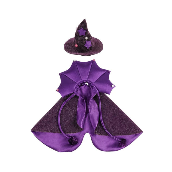 Pet Halloween Purple Cloak and Hat Costume Set - GreenFur