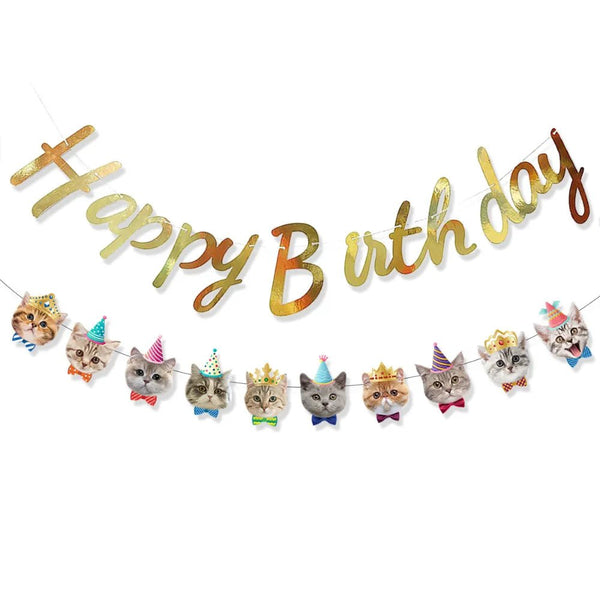 Pet Happy Birthday Letter Decor Cat Birthday Party Banner - GreenFur