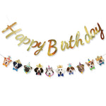 Pet Happy Birthday Letter Decor Funny Dog Face Banner - GreenFur