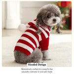 Pet Hoodie Sweater Striped Knit Christmas Dog Apparel with Hood - GreenFur