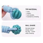 Pet Interactive Feeding Toy Dog Rope Knot and TPR Ball Toy - GreenFur