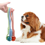 Pet Interactive Feeding Toy Dog Rope Knot and TPR Ball Toy - GreenFur