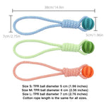 Pet Interactive Feeding Toy Dog Rope Knot and TPR Ball Toy - GreenFur