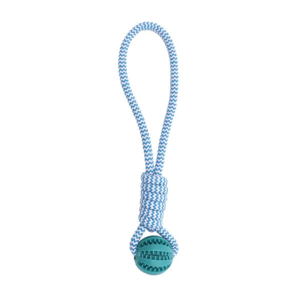 Pet Interactive Feeding Toy Dog Rope Knot and TPR Ball Toy - GreenFur