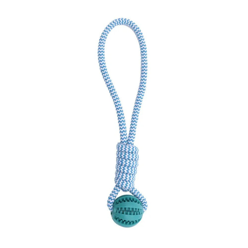 Pet Interactive Feeding Toy Dog Rope Knot and TPR Ball Toy - GreenFur