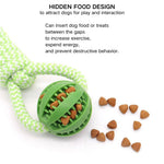 Pet Interactive Feeding Toy Dog Rope Knot and TPR Ball Toy - GreenFur