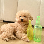 Pet Interactive Squeaky Rubber Chew Teething Bottle Toy - GreenFur