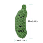 Pet Plush Dog Toy Squeaker Chew Teeth Cleaning Interactive Toy Pickle Shape - GreenFur