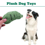 Pet Plush Dog Toy Squeaker Chew Teeth Cleaning Interactive Toy Pickle Shape - GreenFur