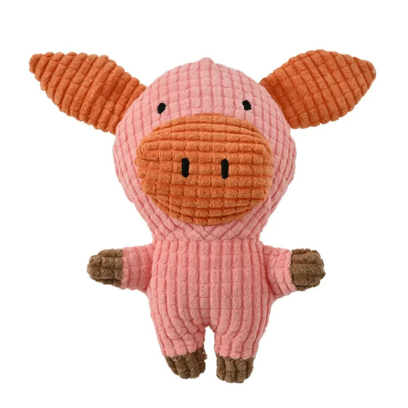 Pet Plush Grinding Teeth Toy Cute Animal Shaped, Pink Pig - GreenFur