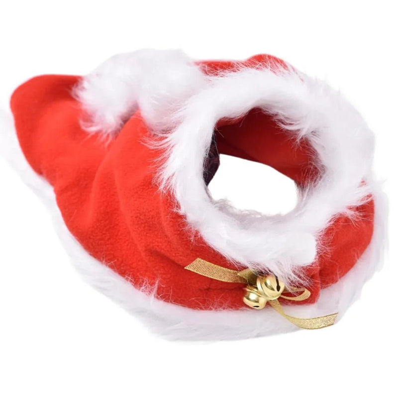 Pet Red Christmas Cape Cat Cloak Bell Hooded Puppy Winter Outfit - GreenFur