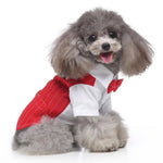 Pet Red Tuxedo Dog Striped Suit with Double Bow Ties - GreenFur